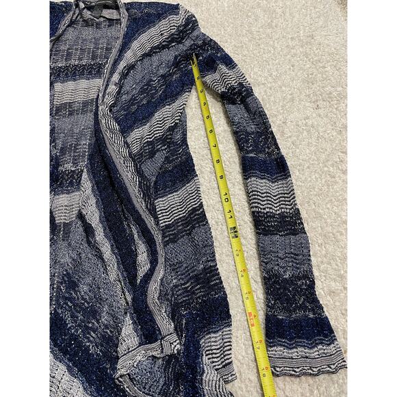 INC International Concepts Womens Small Knitted Flowy Shimmer Long Cardigan Blue - Picture 5 of 9